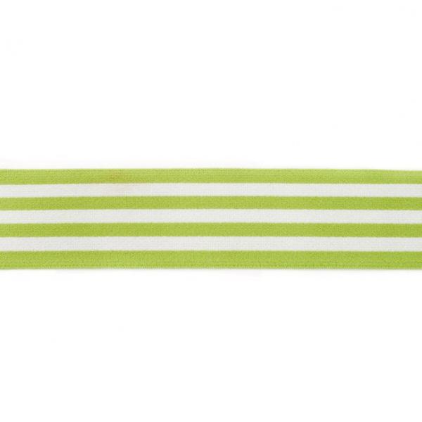 Gummiband Streifen Lime-Weiß Breite 4 cm